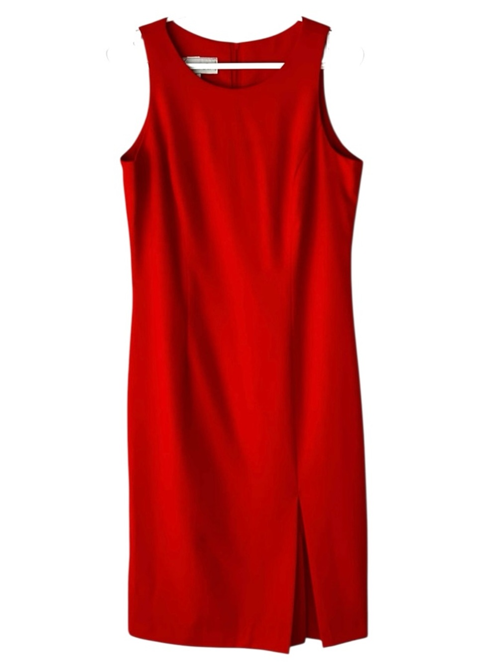 Vintage 100% Pure Virgin Wool Red Sleeveless Midi Sheath Pleated Dress Size XS - Picture 8 of 12